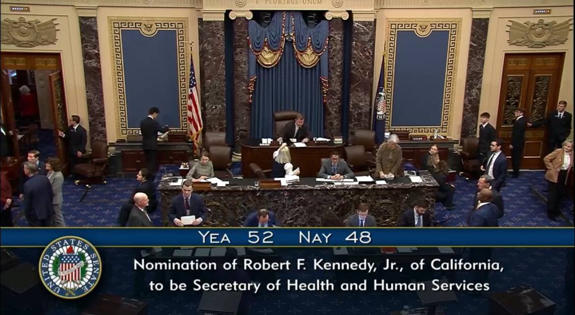 U.S. Senate confirmed Robert F. Kennedy Jr. as Secretary of Health and Human Services